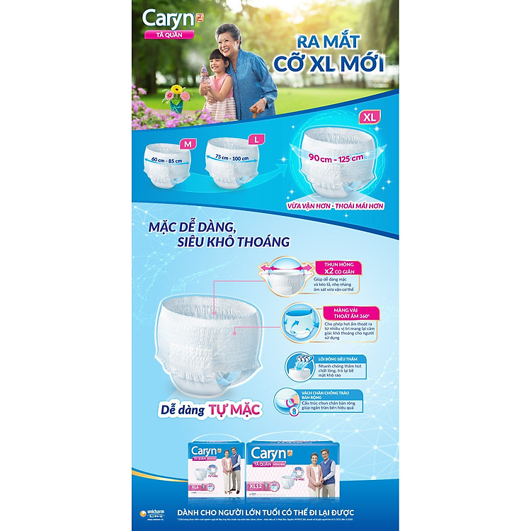 Tã Quần Mỏng Nhẹ Caryn XL12 Chính hãng Giá rẻ - Hình ảnh 3