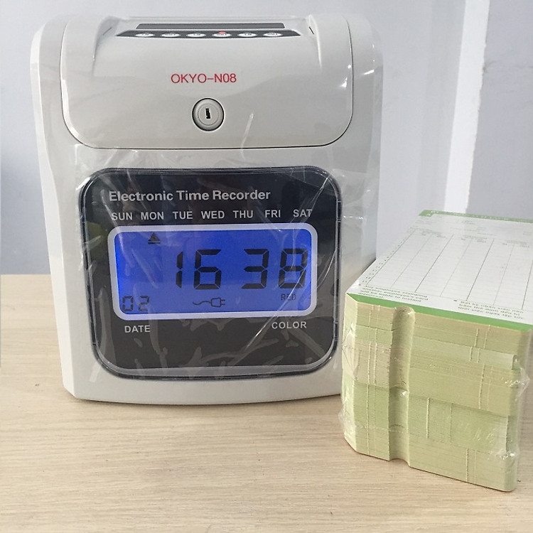 Máy chấm công thẻ giấy đồng hồ điện tử Okyo N08 - Hàng nhập khẩu