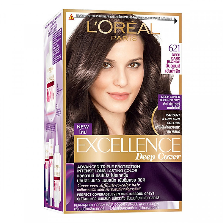Kem Nhuộm Phủ Bạc Ánh Sắc L'oreal Paris Excellence Deep Cover - Màu Nâu Vàng 621
