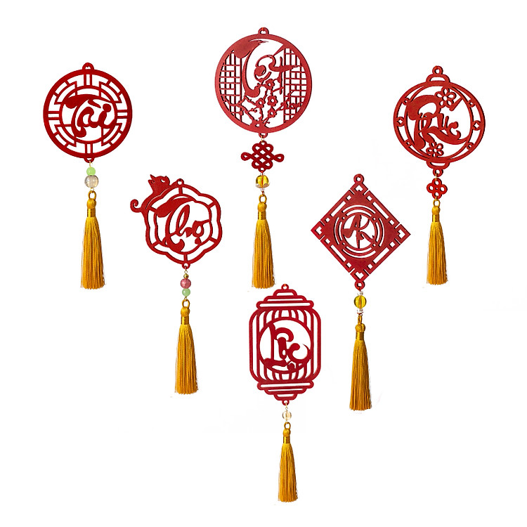 Dây Treo Tết Thư Pháp Handmade Màu Đỏ (Set 6)