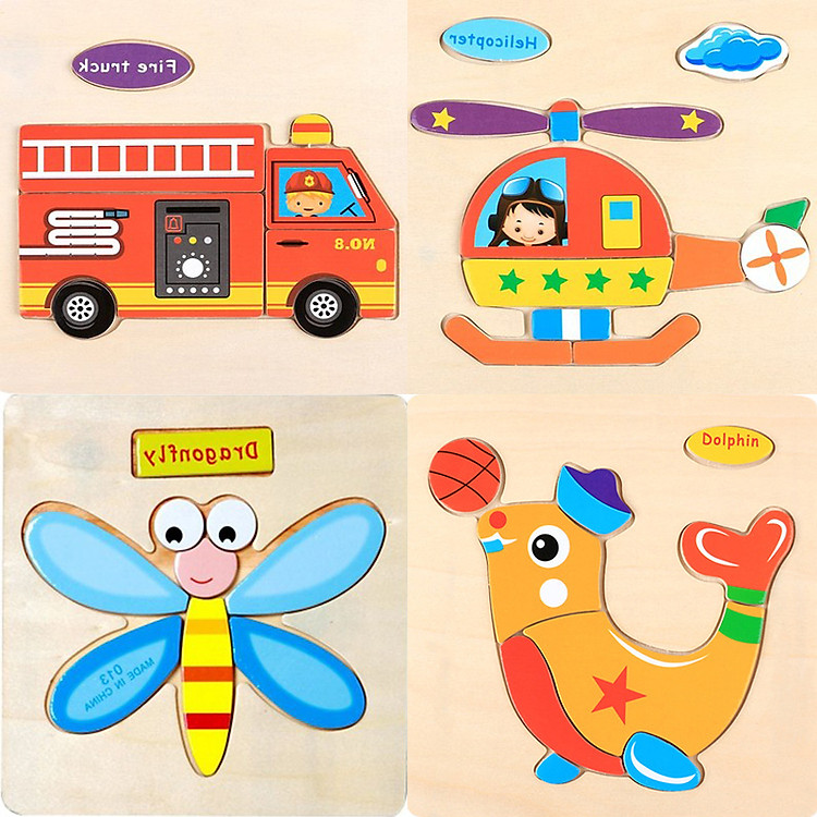 Combo 4 Bộ Tranh Ghép Gỗ Nổi