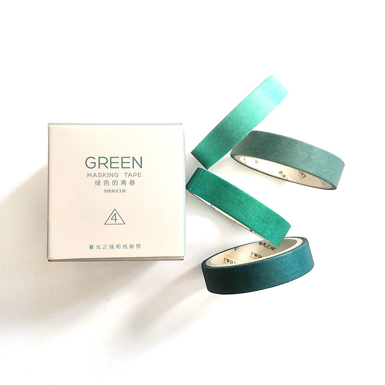 Băng keo giấy trang trí Washi tape 4 cuộn theo màu sắc Twilight masking tape WS003