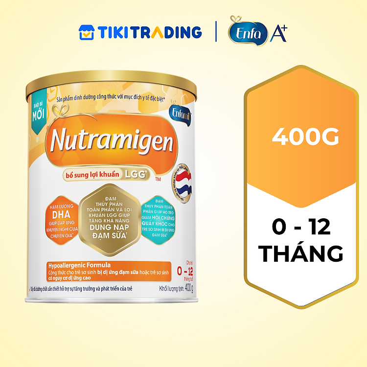 Sữa bột Nutramigen A+ LGG - Sữa cho trẻ dị ứng đạm sữa bò cho trẻ 0-12 tháng (400g)