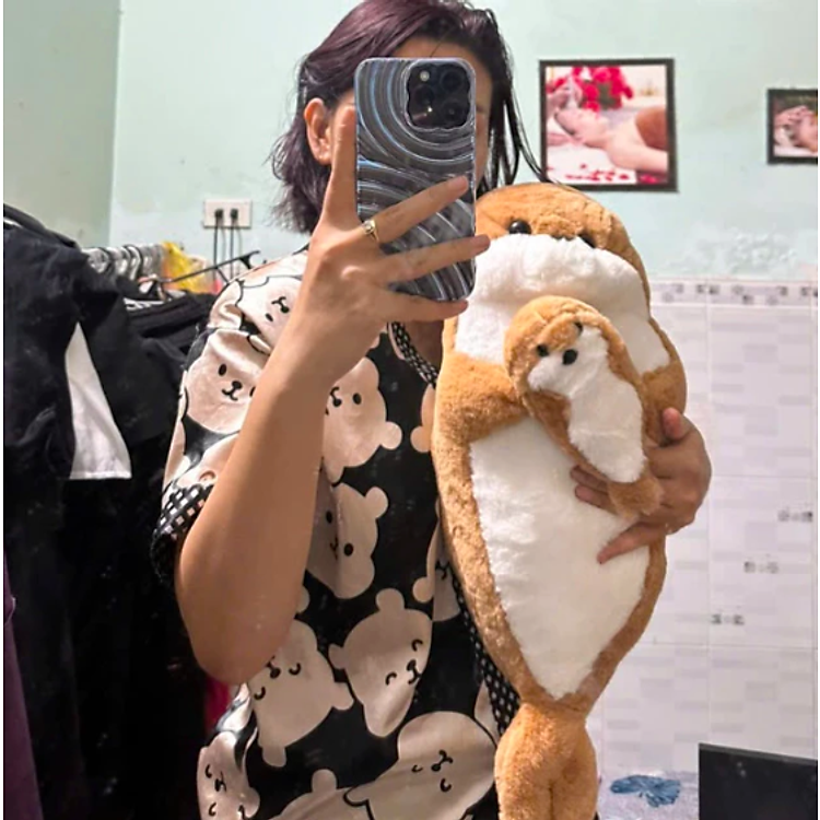 Thú nhồi bông hải cẩu ôm con đáng yêu - Size 55cm đến 80cm - Quà tặng gấu bông hải cẩu bụng bự êm mịn cho bé.