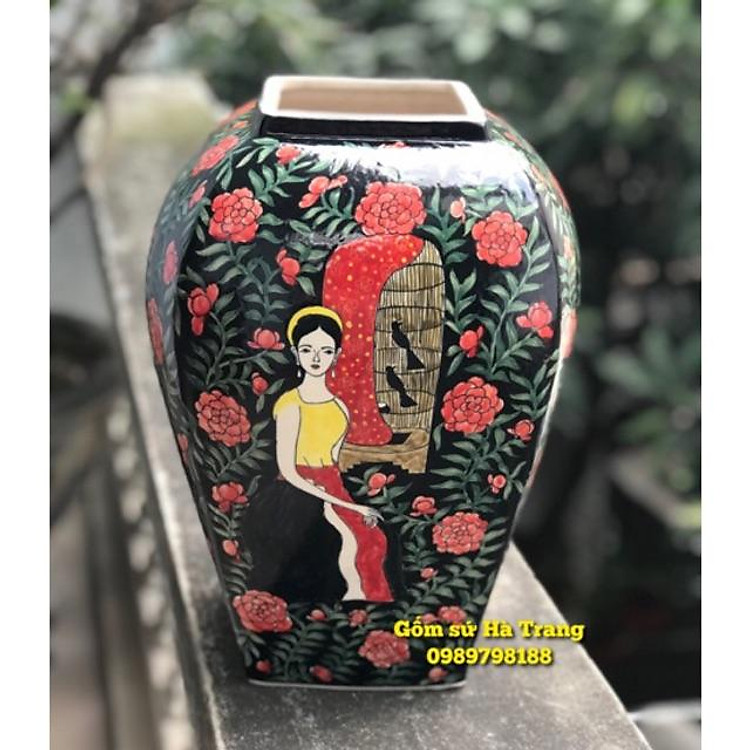 Lọ cô Tấm gốm sứ Bát Tràng cao cấp xuất dư