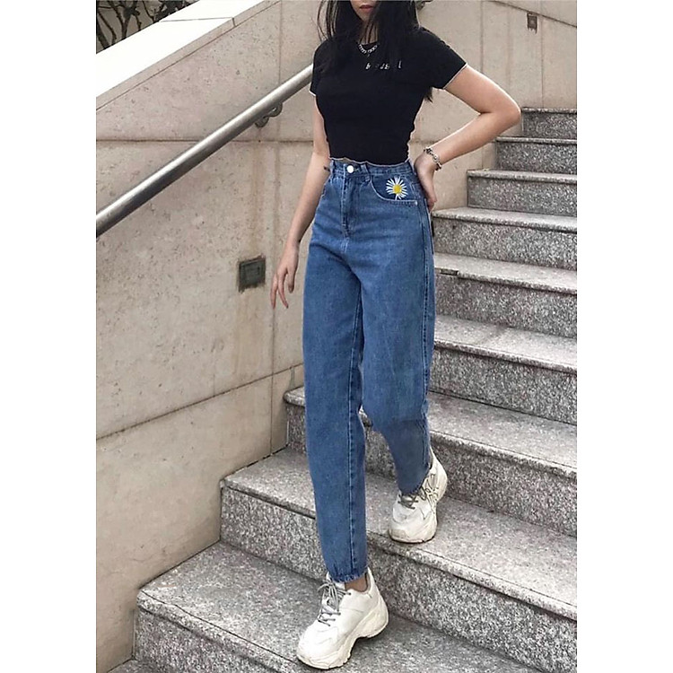 quần bò nữ ống suông, quần jean nữ ống suông