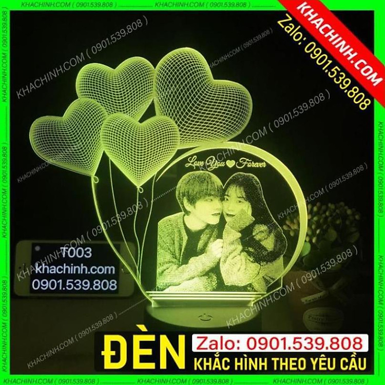 Quà tặng Sinh Nhật đèn ngủ khắc hình Chân Dung quà tặng tình yêu ý nghĩa Mẫu T003-W có Remote thay đổi 16 màu