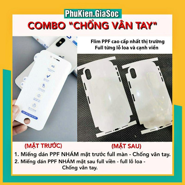 Miếng Dán PPF iPhone Nhám Mặt Trước + Dán PPF Nhám Mặt Sau Full Lỗ Loa CHỐNG VÂN TAY - Bảo Vệ Toàn Bộ iPhone