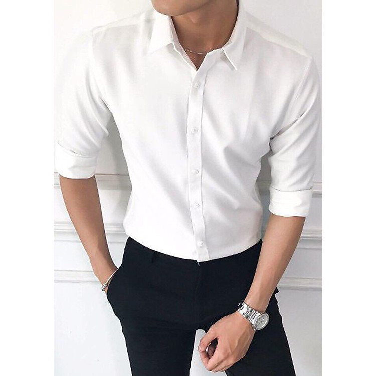Áo Sơ Mi Nam Cổ Bẻ Trắng TRANGBE98 (Trắng Bẻ)
