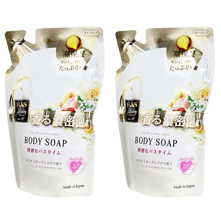 Bộ 2 gói sữa tắm chiết xuất hoa hồng Nhật bản Funs Luxury No.92 ( 380ML) DẠNG TÚI