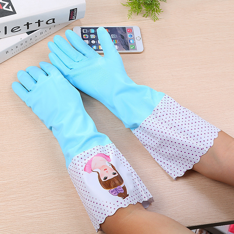 Găng tay rửa bát lót nỉ mùa đông ấm áp (Màu ngẫu nhiên)