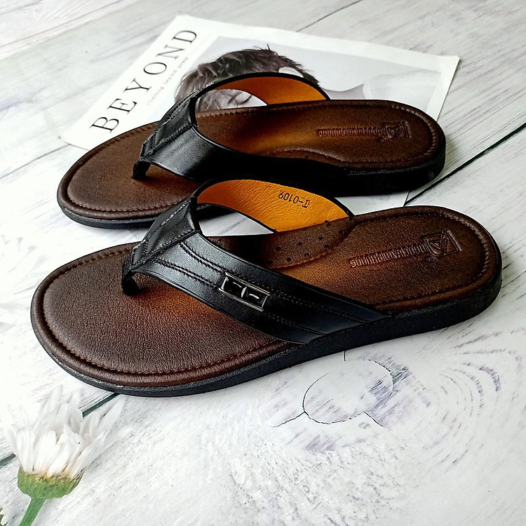 Dép kẹp nam da thật toàn bộ T0109
