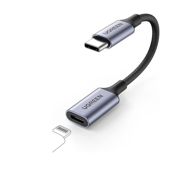 Ugreen UG70953US342TK 25CM Màu Xám Cáp chuyển đổi âm thanh USB Type-C sang cổng tai nghe Lightning Hỗ trợ Mic cho iPad Pro Air 5 MacBook - HÀNG CHÍNH HÃNG