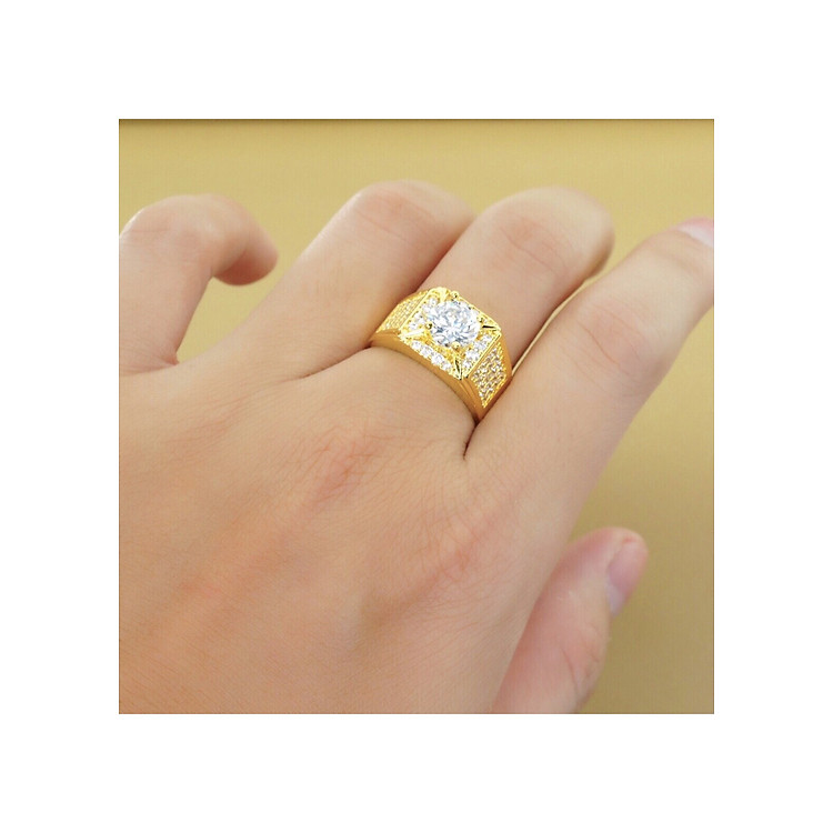 Nhẫn nam đính xoàn mạ vàng 24k HUH021CD