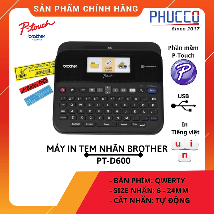 Máy in tem nhãn Brother PT-D600 - Hàng Chính Hãng