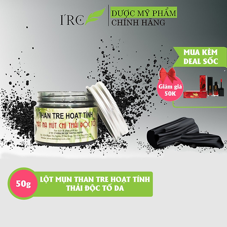 Gel lột hút mụn than tre hoạt tính IRC dạng mặt nạ hủ nắp bạc 50g