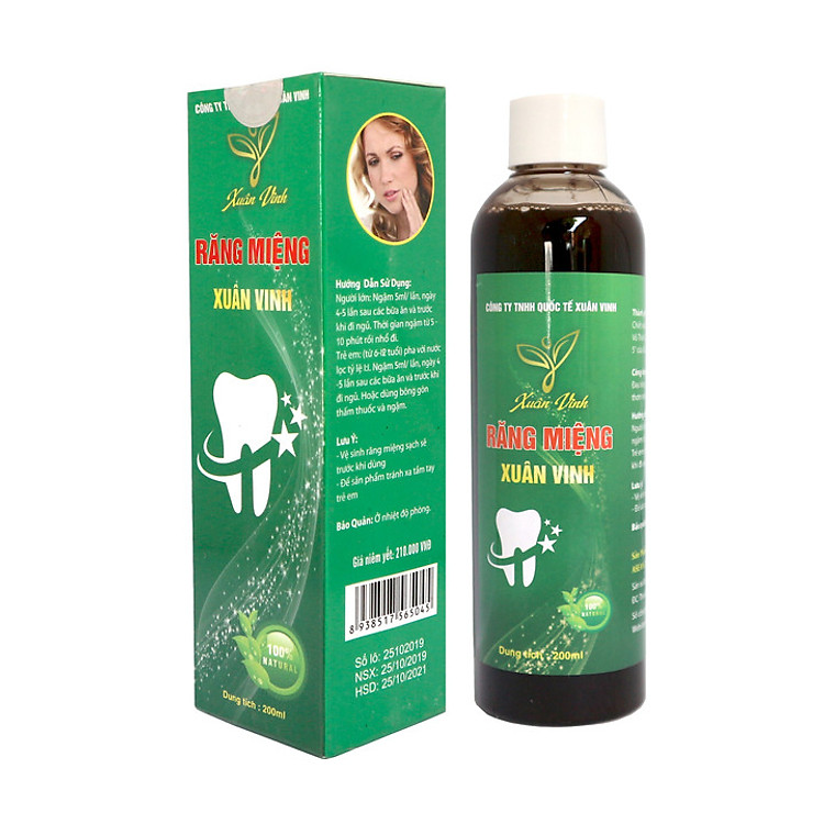 Răng Miệng Xuân Vinh 200ml – Sản phẩm chăm sóc răng miệng – Giảm đau răng, sâu răng, ê buốt răng, chắc răng, nhiệt miệng (CLĐ)