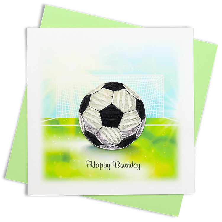 Thiệp Giấy Xoắn Nghệ Thuật - Thiệp Sinh Nhật Quả Bóng Đá - Football Happy Birthday Card - Happy Birthday - 15 x 15 - VN2XM115A70E1