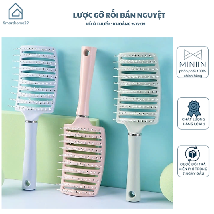 Combo 2 Lược Bán Nguyệt Chải Tóc Gỡ Rối Đa Năng-Lược Chải Làm Tạo Phồng Chân Tóc Lược Massage Đầu Mini (Màu ngẫu nhiên)