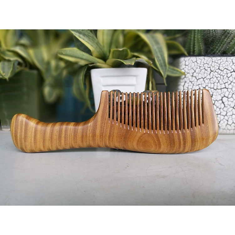 Lược gỗ bách xanh (răng thưa và răng mau) lược gỗ chống tĩnh điện,hạn chế xơ rụng tóc- BX01