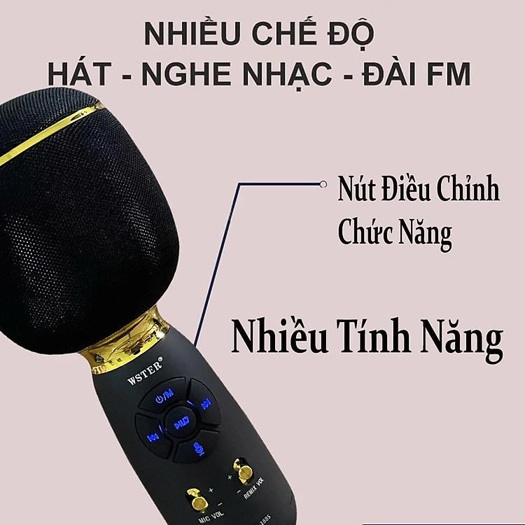 Micro Karaoke kèm loa Bluetooth MÀU ĐEN - Hàng chính hãng