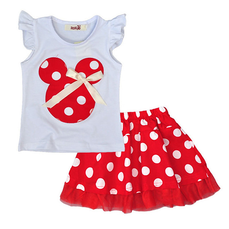 Bộ Áo Váy Nơ Đỏ 176 Cho Bé Chất Cotton