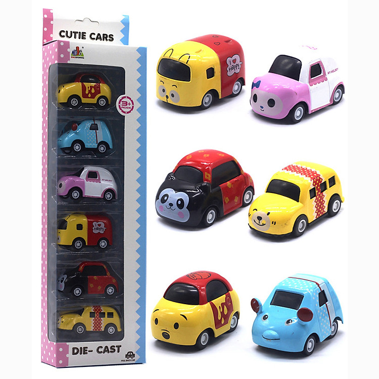 Bộ 6 Ô Tô Mô Hình Hoạt Hình Ngộ Nghĩnh Cartoon AlloyCar