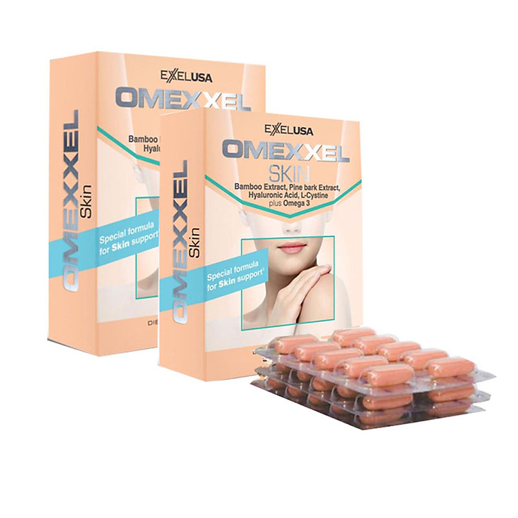 Combo 2 hộp viên uống trắng da, giảm thâm nám Omexxel Skin 60 viên
