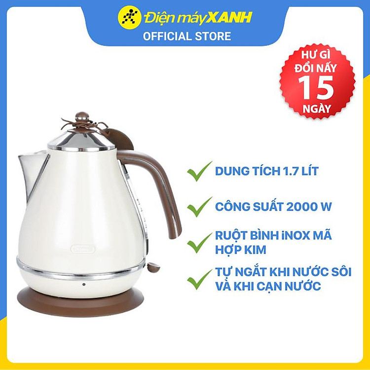 Bình đun siêu tốc Delonghi 1.7 lít KBOV2001.BG - Hàng chính hãng