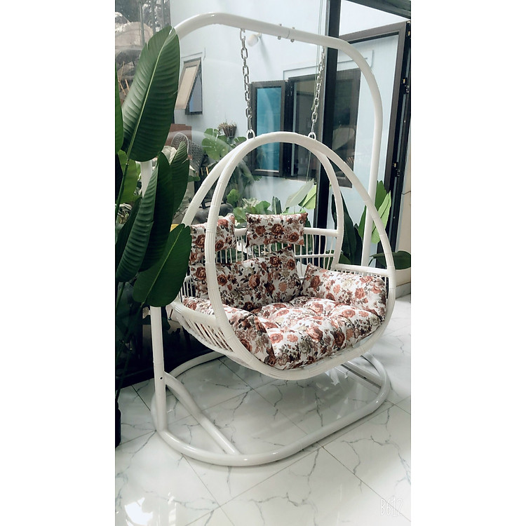 Xích đu đôi family Tundo chất liệu khung sắt mây nhựa cao cấp