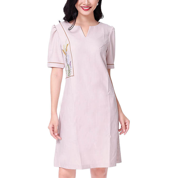 Đầm Thêu Cổ V Cao Cấp An Thủy NT675 - Da