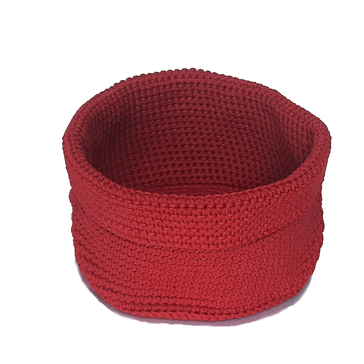 Giỏ nhựa đựng đồ đan tròn có móc xách treo tường đỏ