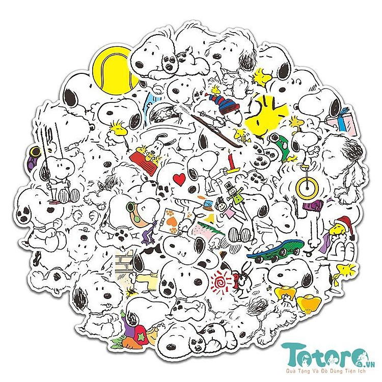 Tấm Sticker dán Chó Snoopy - 50 chiếc