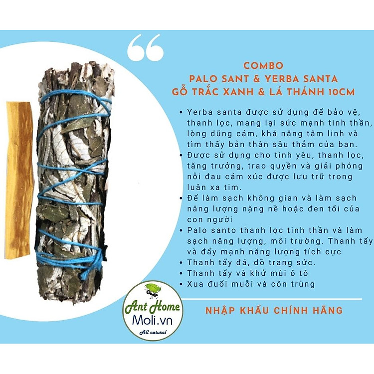 Combo 1 thanh Palo Santo Peru (Trắc xanh) và 1 bó xô thơm theo lựa chọn