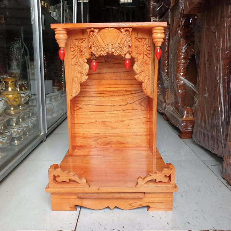Bàn thờ thần tài ông địa gỗ xoan ngang 38 cm