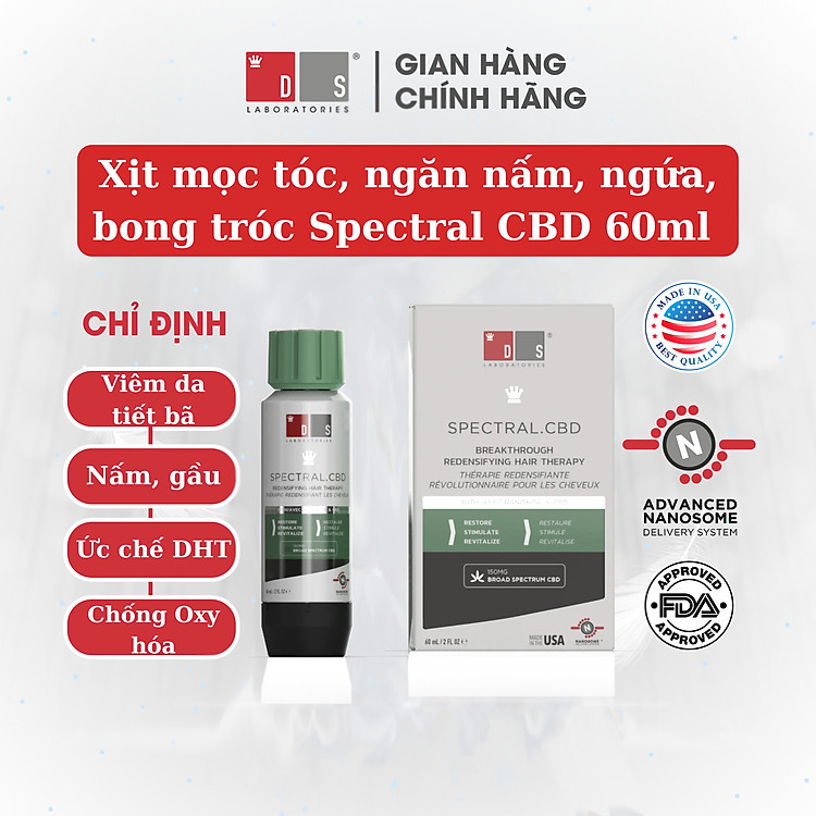 Serum giảm gãy rụng giảm gàu kích thích mọc tóc SPECTRAL.CBD 60ml của Ds Laboratories Mỹ