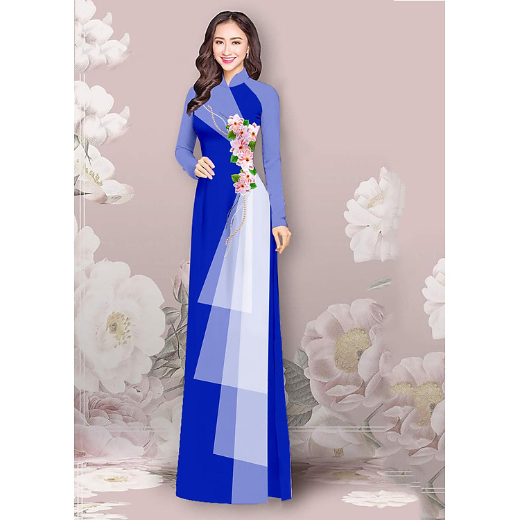 Vải Áo Dài Lụa Hàn Truyền Thống Hoa Độc Đáo Thân Áo