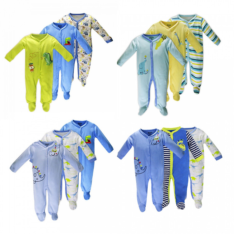 Set 3 áo liền quần có tất cho bé trai - Ngẫu nhiên 1 trong các mẫu như hình