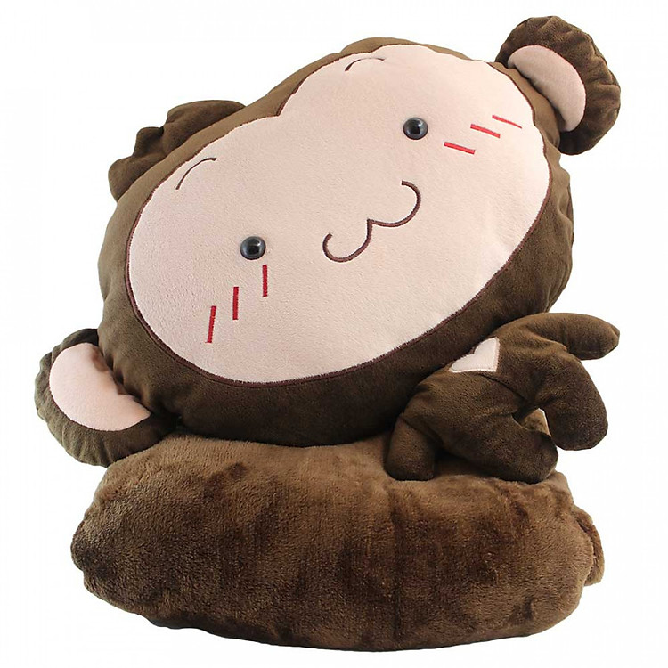 Bộ chăn gối 3 trong 1 thú bông khỉ nâu (mặt ngẫu nhiên)