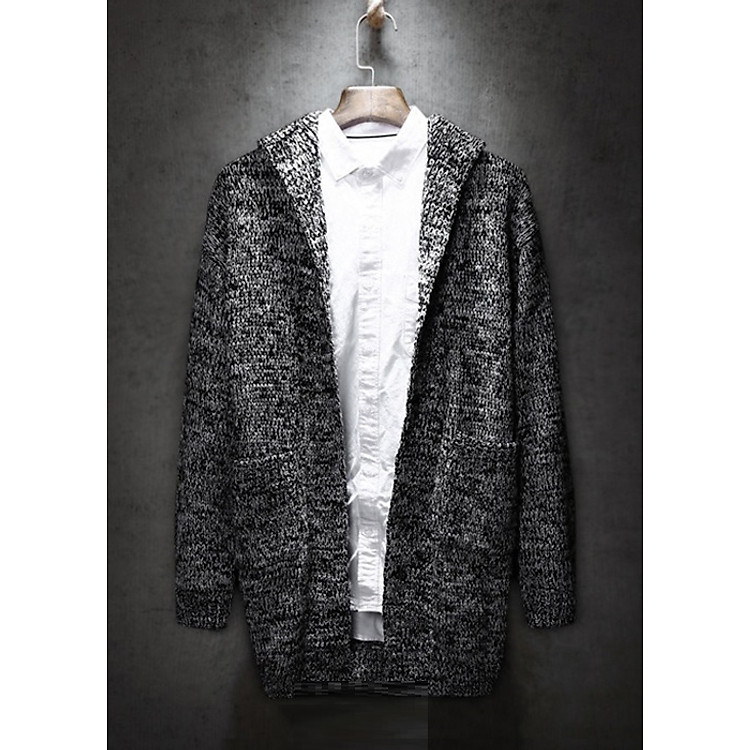 Áo cardigan len nam LAHstore, thiết kế có nón, len dày dặn phù hợp mùa đông, phong cách Hàn Quốc