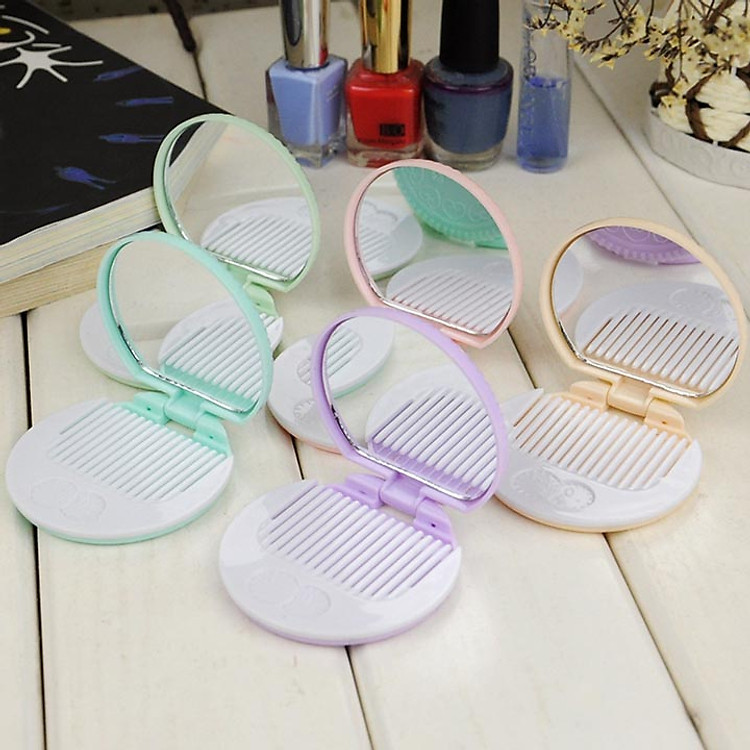 Gương Lược Bỏ Túi Mini Hình Bánh Cookie - Màu Nâu Sẫm - Ảnh 4