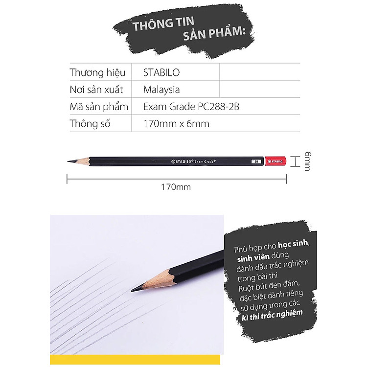 Bộ Bút Chì Gỗ STABILO Exam Grade 288(T) HB/2B (4 chiếc) - Ảnh 4