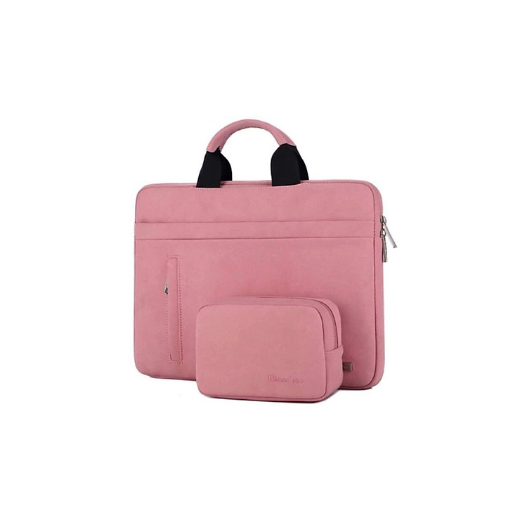 CẶP DA, TÚI XÁCH DA CHỐNG SỐC CHO MACBOOK, LAPTOP, SURFACE CHẤT DA LỘN MÀU HỒNG - Kèm ví đựng phụ kiện