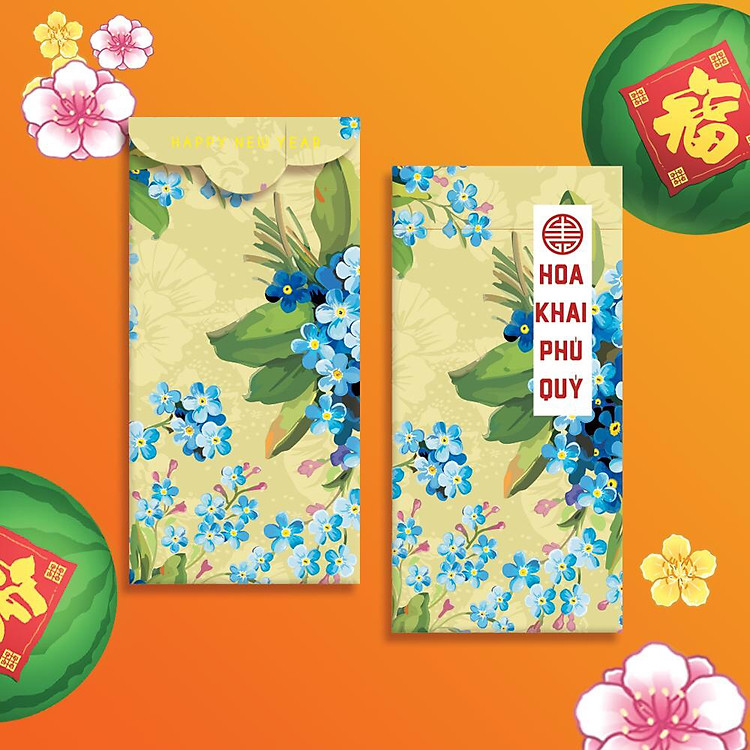 Bao Lì Xì - Hoa Khai Phú Quý (Bộ 10 Cái)