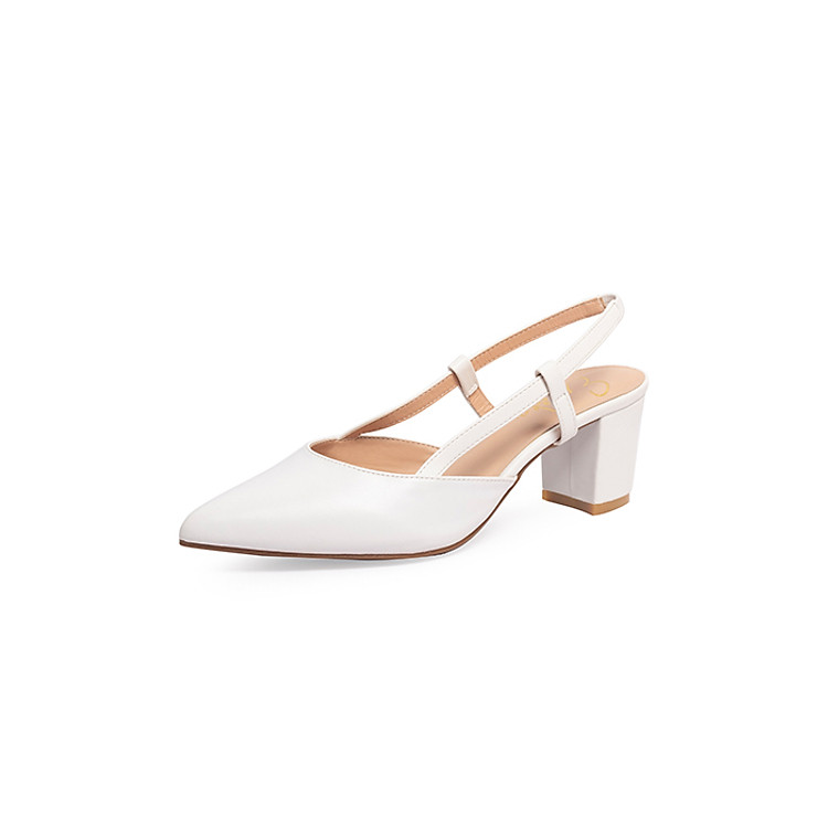 Giày Nữ Cao Gót Kitten Heels Erosska Đế Vuông Cao 5cm Phối Dây Thời Trang - EH021 (Màu Trắng)