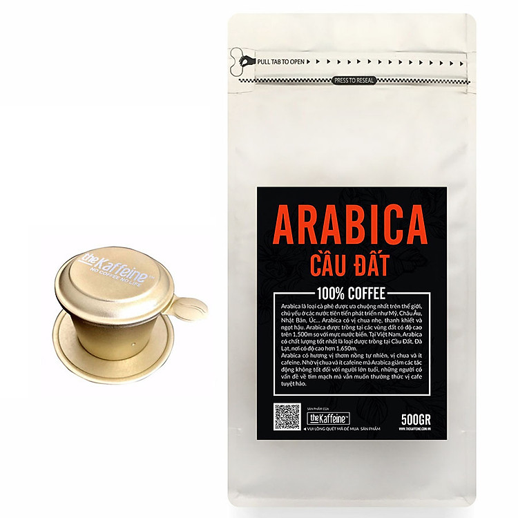 Cà phê Arabica Cầu Đất 500g - Tăng phin nhôm cao cấp 99k - The Kaffeine Coffee