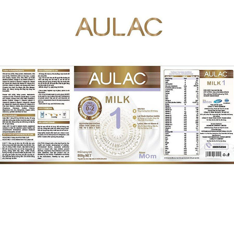 Sữa Aulac Milk 1 800g cho trẻ 0-2 tuổi - Hình ảnh 3