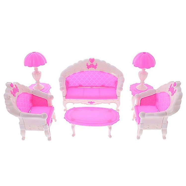 Bộ nội thât sofa màu hồng cho búp bê