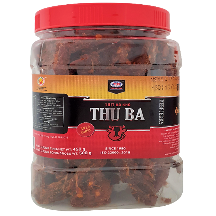 Thịt bò khô que, cây 500 gram Thu Ba Beef Jerky cay ngon đậm vị