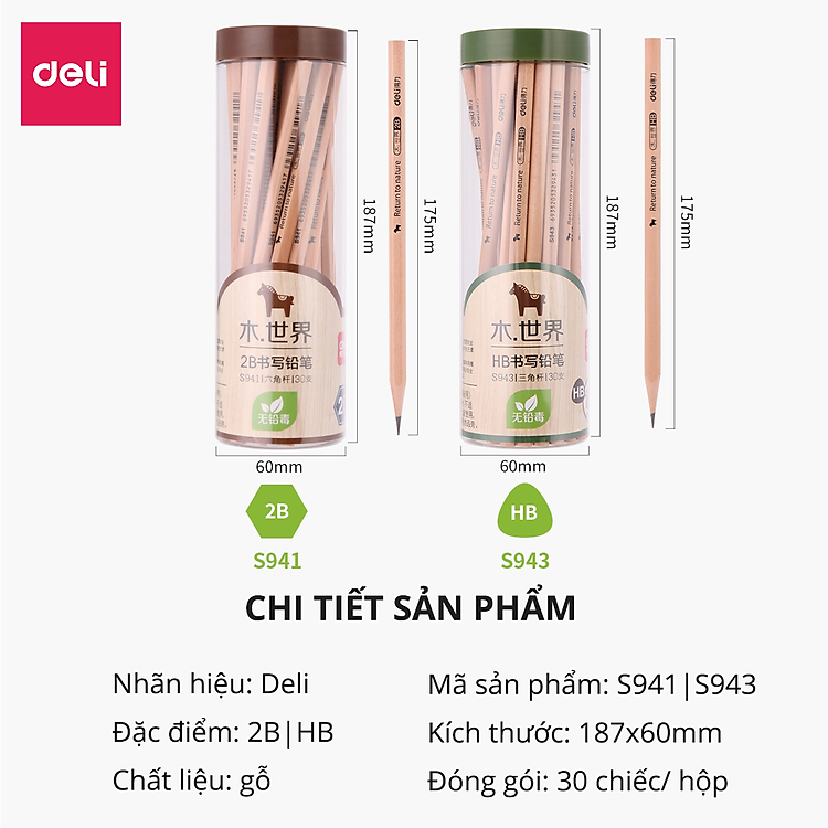Bút Chì Lục Giác Deli 2B (30 chiếc) - Ảnh 4